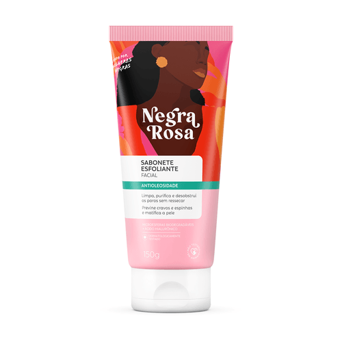Sabonete Esfoliante Facial Antioleosidade Negra Rosa 150g