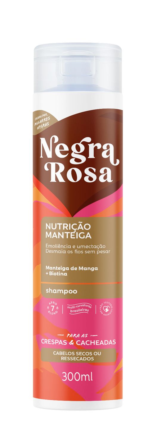 Shampoo Nutrição Manteiga Negra Rosa 300ml