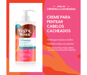 Creme Para Pentear Cabelos Cacheados Negra Rosa 500ml