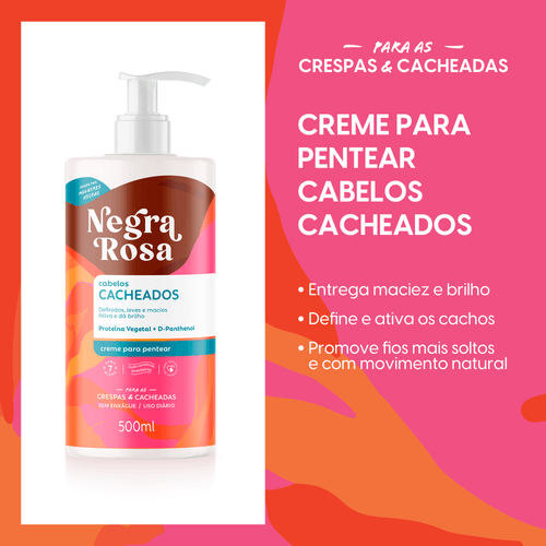 Creme Para Pentear Cabelos Cacheados Negra Rosa 500ml