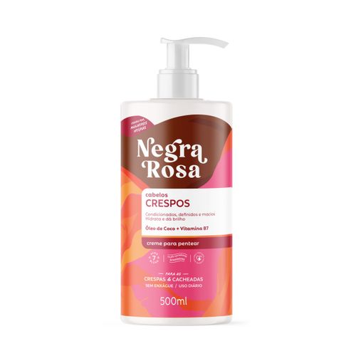 Creme Para Pentear Cabelos Crespos Negra Rosa 500ml