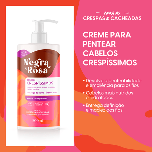 Creme Para Pentear Cabelos Crespíssimos Negra Rosa 500ml