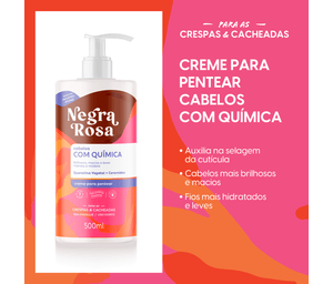 Creme Para Pentear Cabelos Com Química Negra Rosa 500ml